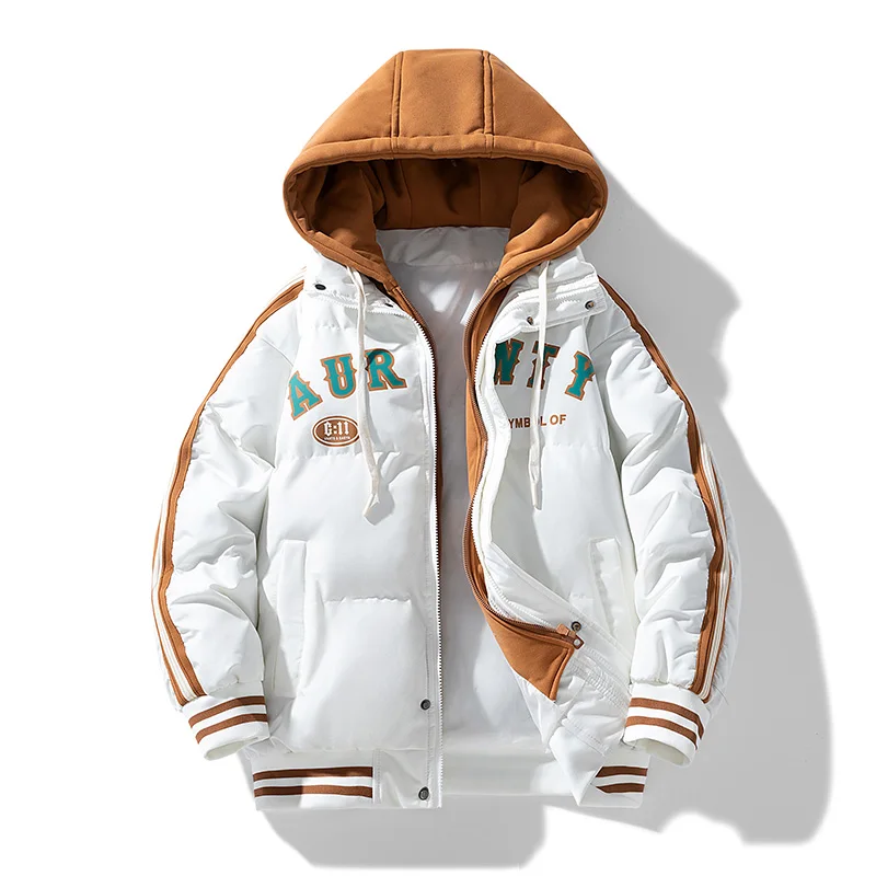 

Men's Casual Hooded Thiened Winter Cotton Jaet Neutral Sle Polyester Fiber Stand Fit Warmth Daily Wear Spring Autumn