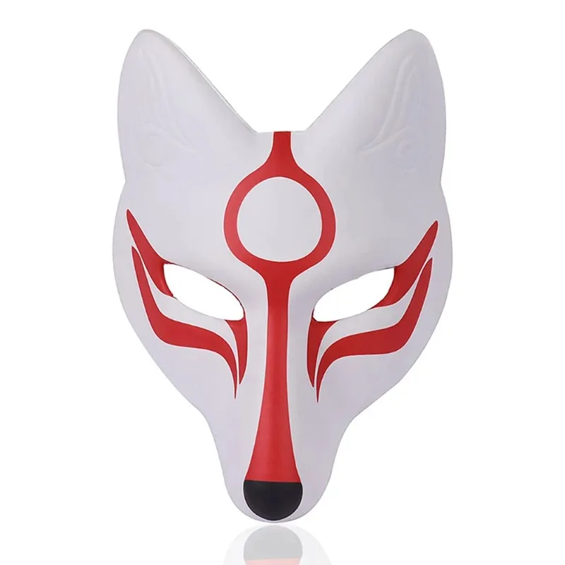 Masque de renard en cuir PU, bricolage, peint à la main, Style Anime japonais pour Cosplay, mascarade pour femmes, accessoire de fête d'halloween