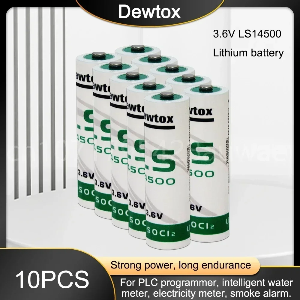 10PCS LS14500 3.6V Lithium Battery for Gas Meter PLC Machine Tools Real Time Clock Touch Screen ER14505 Li-Ion Batteria