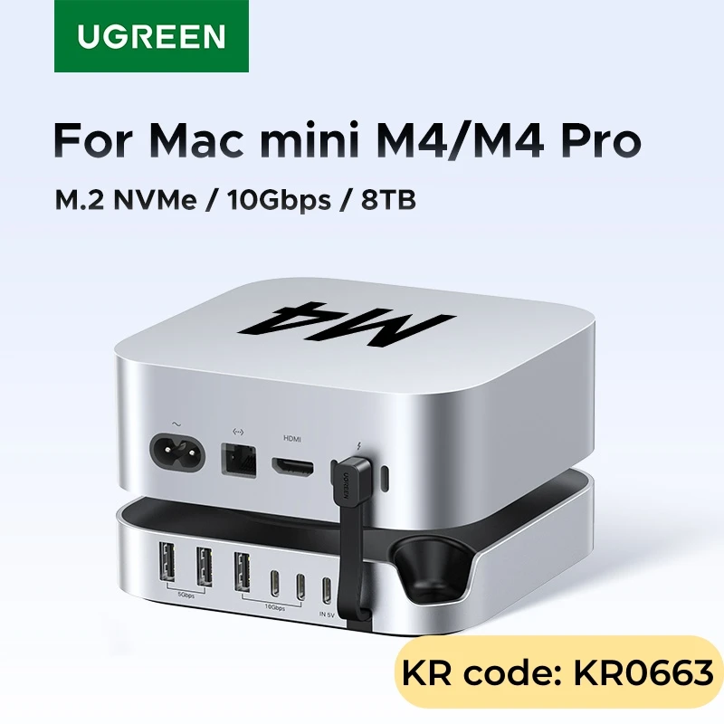 Mac Mini M4 M4 Pro M.2 NVMe SSD 8TB 최대 10Gbps USB-A&C 포트 SD&TF 170MB/s...