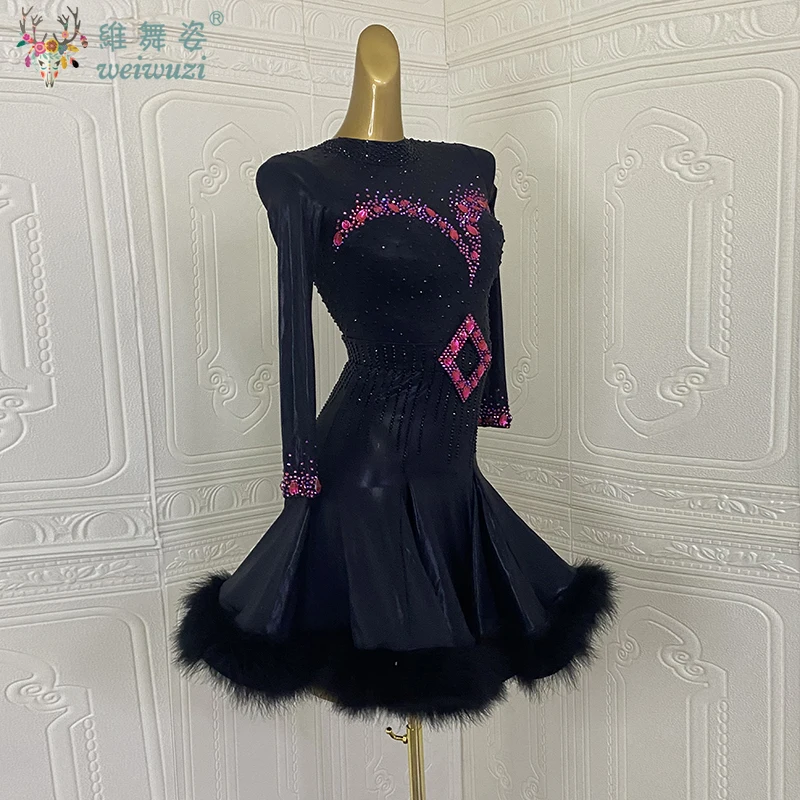 Children's Latin Competiton Dresses Rumba Chacha Tango Professional Performance Practice and Championships Clothing Customsized