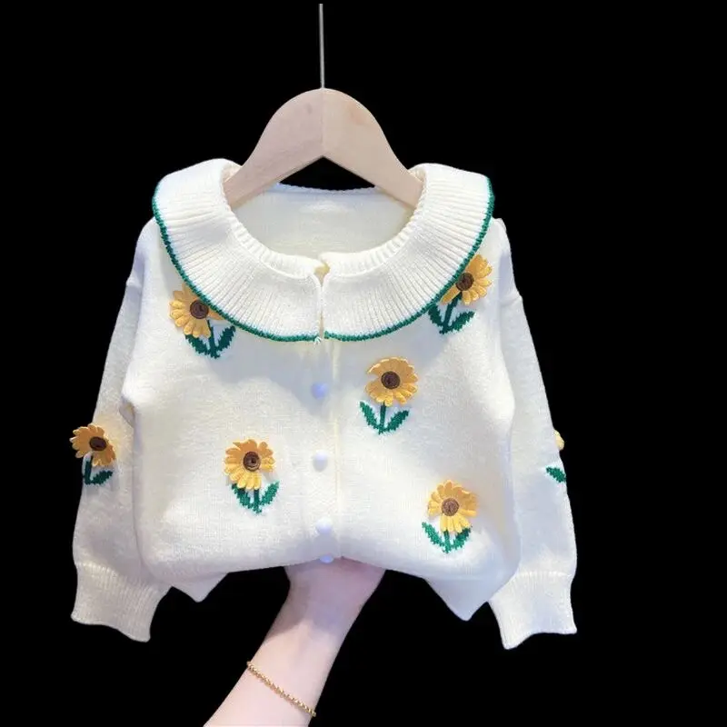 

Baby Girls' Spring Sweater Cardigan New Fashionable Children's Knitted Jacket for 1 2 3 4 5 6 Year Old