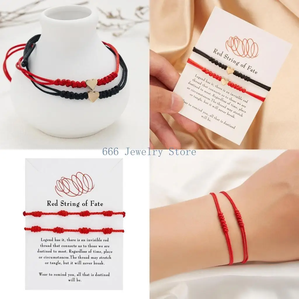 F2TD 7 Knots Red String Bracelet Handmade for Protection Eye Good Luck Amulet for Success Prosperity Couple's Friendship Brac
