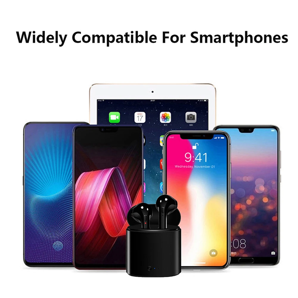 i7 سماعات لاسلكية 5.0 LED Dislpaly TWS سماعة لاسلكية تعمل بالبلوتوث سماعة مقاوم للماء الحد من الضوضاء سماعات بلوتوث للهاتف