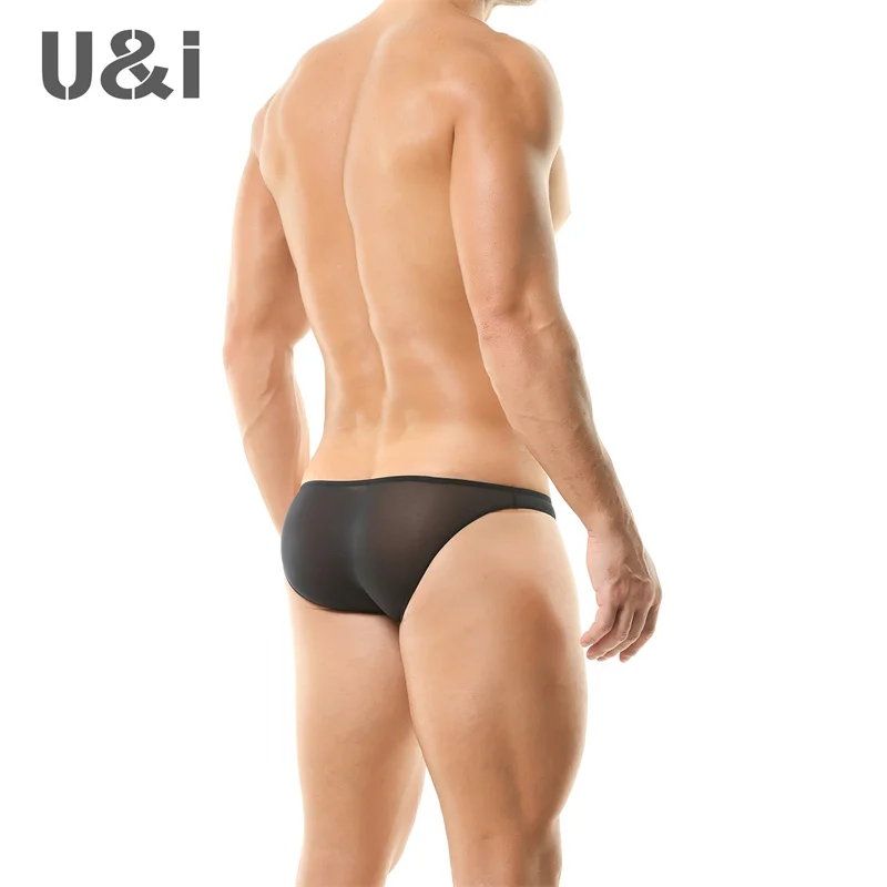 U＆I sexy briefs men's trendy personality ultra-thin transparent high-elastic nylon youth low waist U convex