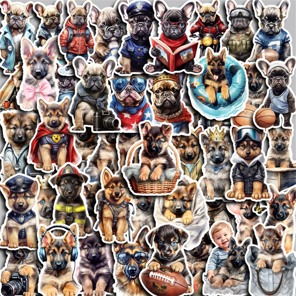 50pcs German Dhepherd Stickers Pack Laptop Phone Case Suitcase Scrapbooking Supplies DIY Dog Sticker Journal Accessories