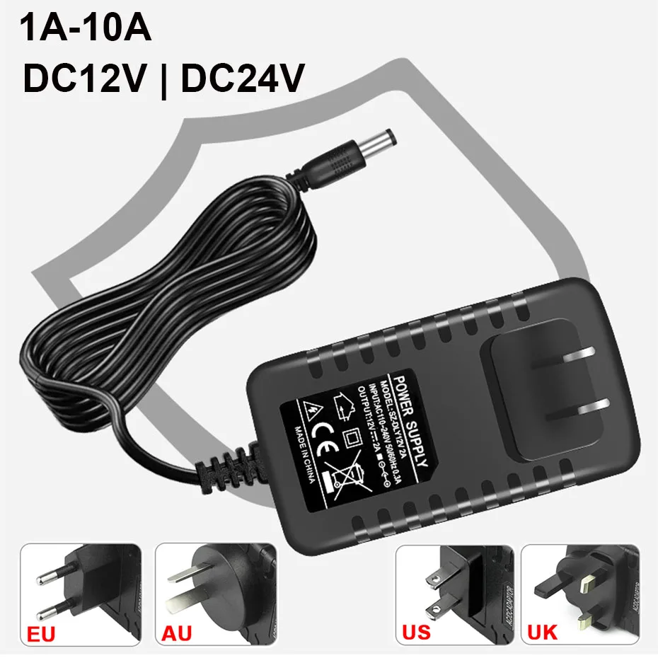 Beleuchtungstransformator EU AU US UK Stecker AC 110V 220V zu DC 12V 24V Schaltnetzteil 1A 2A 3A 5A 6A 8A 10A Adapter für LED-Streifen