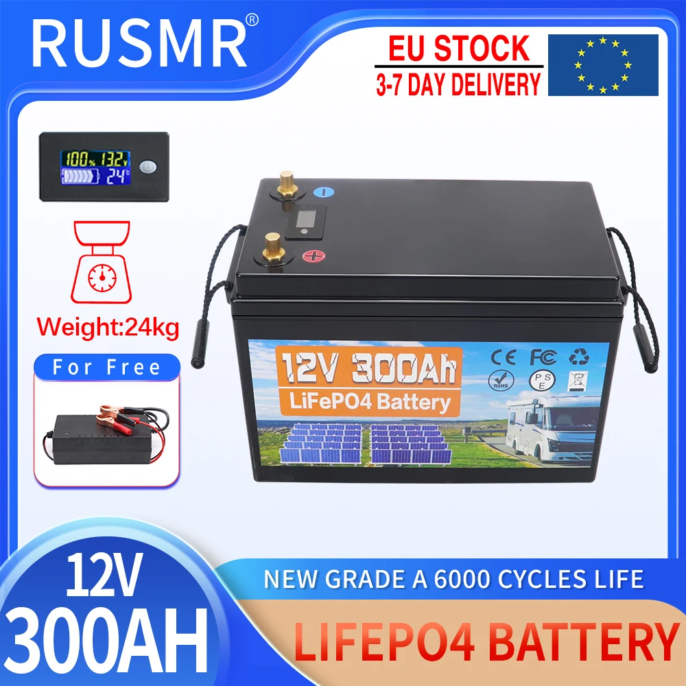 

12V 300Ah LiFePO4 Lithium Iron Phosphate Battery Built-in BMS For Replacing Most of Backup Power Home Energy Storage TAX FREE