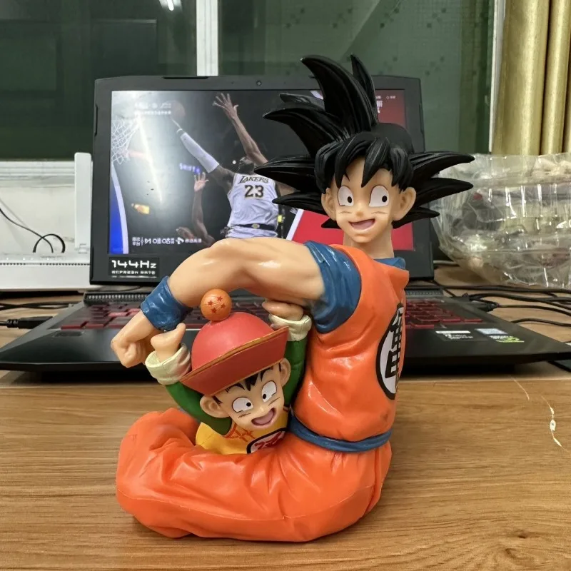 Bandai Dragon Ball Anime Figure Son Goku Son Gohan Father-son Hugging Posture Model Doll Figurines Gifts Desktop Ornaments Toy