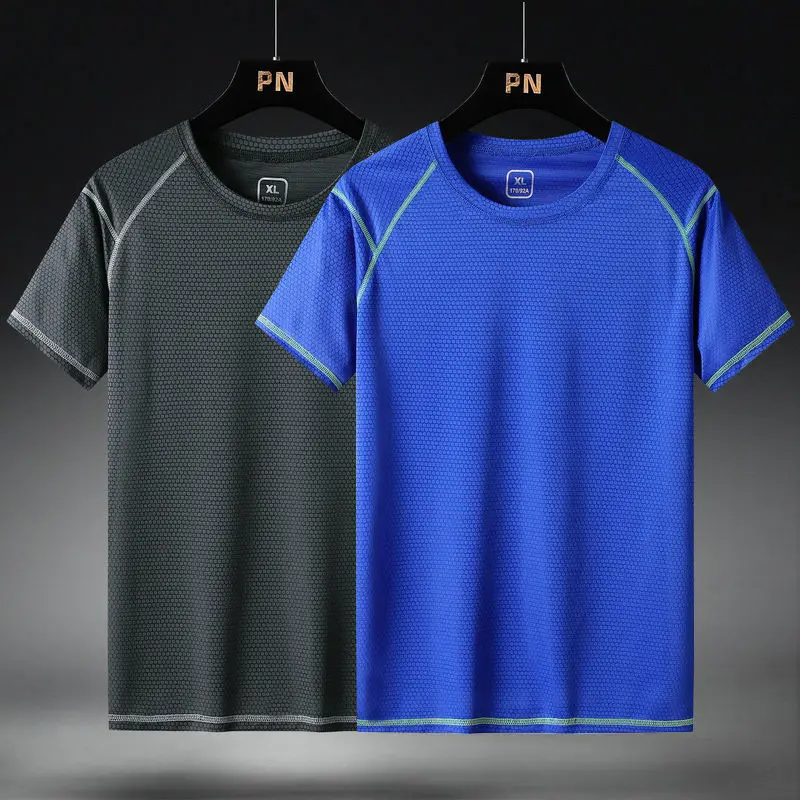 Men Summer Ice Silk Mesh Short Sleeve Lightweight T-Shirts Bulk Crew Tees for Guys Moisture Wicking Running Hiking Sport