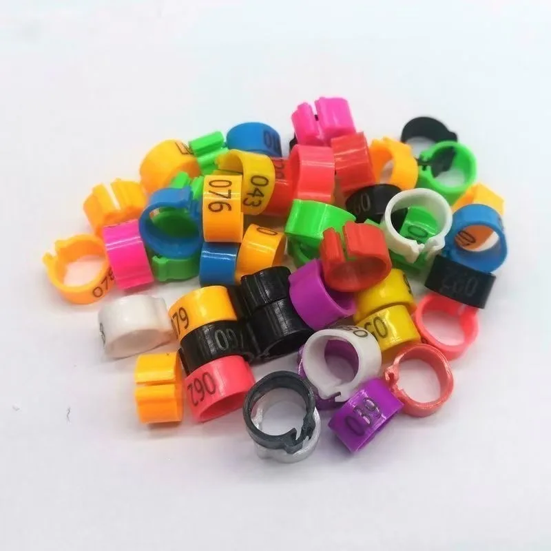 100Pcs Numbered Poultry Leg Bands, 10 Mixed Colors 8mm Clip‑on Identification Rings, Reusable Plastic Foot Rings