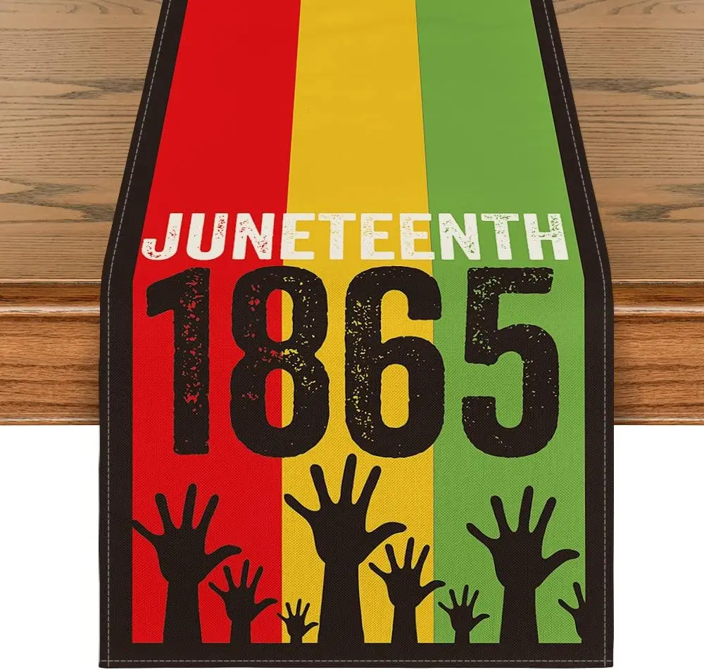 Juneteenth Linen Table Runners Black Liberation Pride African Freedom Kitchen Dining Table Decor Washable Holiday Party Decor