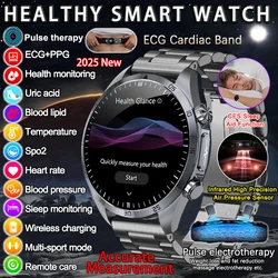 2025 New For Health Pulse Therapy SmartWatch ECG Uric Acid  Blood Oxygen Heart Rate BP CES Sleep Health Monitor Men Smart Watch