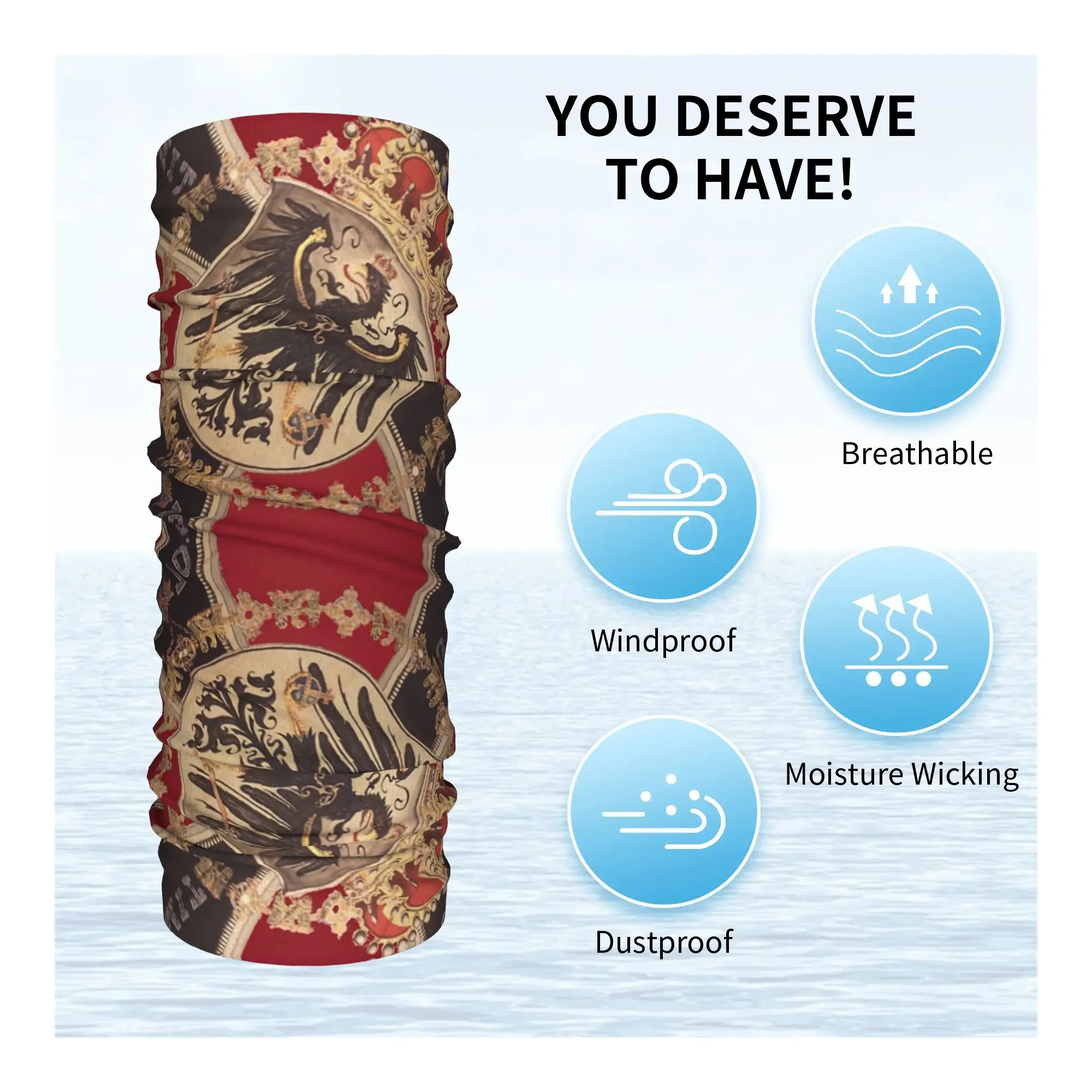 مخصص الألمانية النسر والصليب الحديدي من بروسيا باندانا الرقبة الرجال الشتاء وشاح التزلج الجراب مملكة بروسيا العلم شعار واقي الوجه