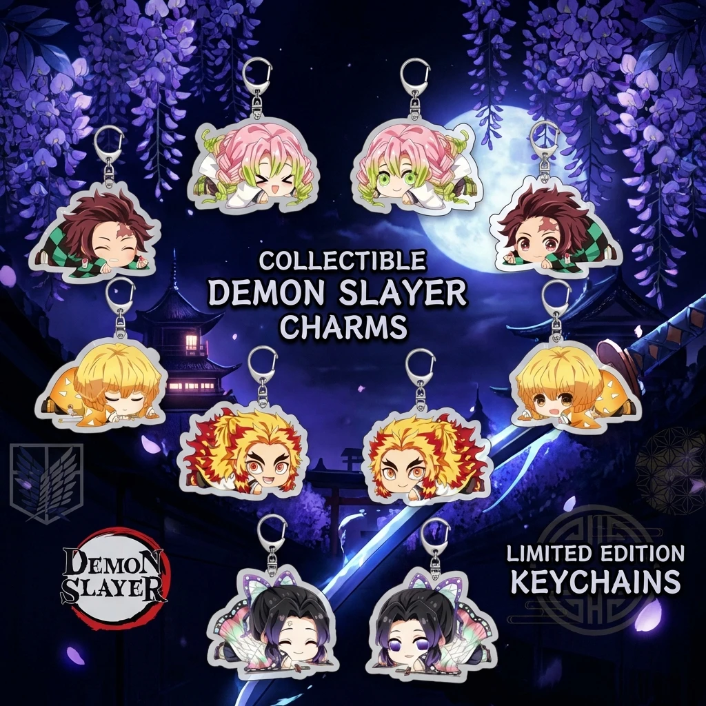

Anime Acrylic Keychain Pendant Demon Slayer Accessories Series Creative Ornament Hanging Decor for Fans Collection Gift Idea