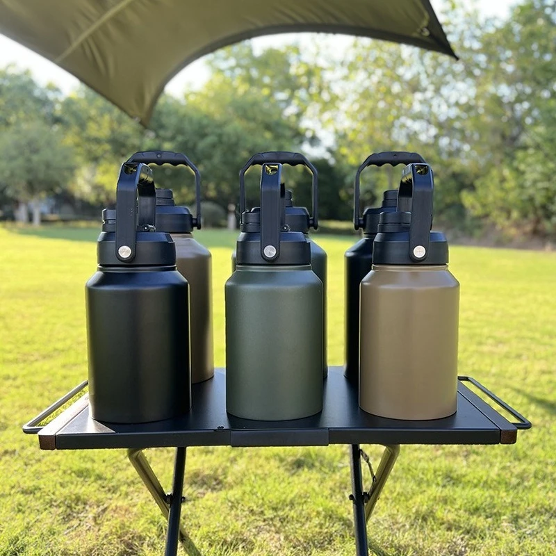 Outdoor camping large-capacity ice bucket, 304 stainless steel double-layer thermos cup, portable kettle refrigerator
