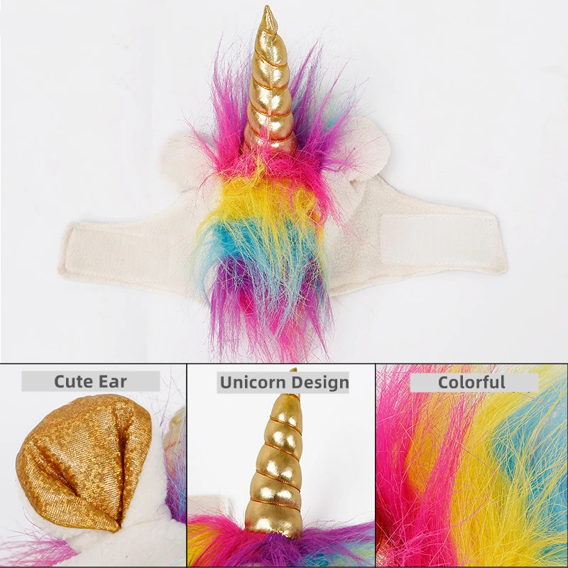 Halloween Dress Up Unicorn Headgear for Pets, Adjustable Headgear, Dogs and Cats, Christmas Hat, Role Play Accessories