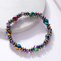 Fashion Black Magnet Hand Woven Bracelet for Women Men Rainbow Color Beaded Charm Bracelet Jewelry Bracelet Bouton Pression