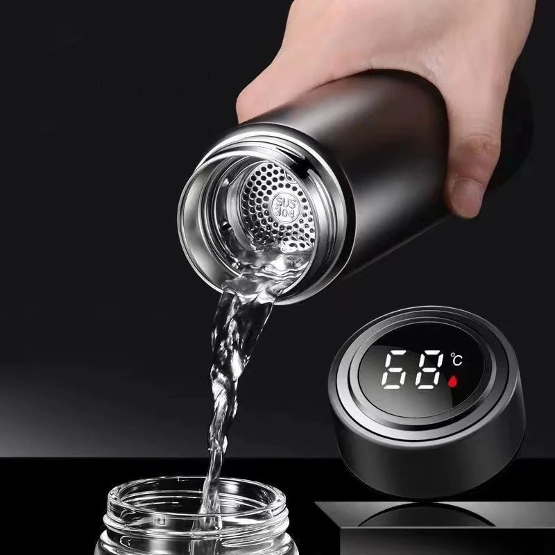 500ml Tea Infuser Thermoses Water Bottle Portable Travel Mug with Smart LCD Touch Screen Keep Hot Or Cold Coffee