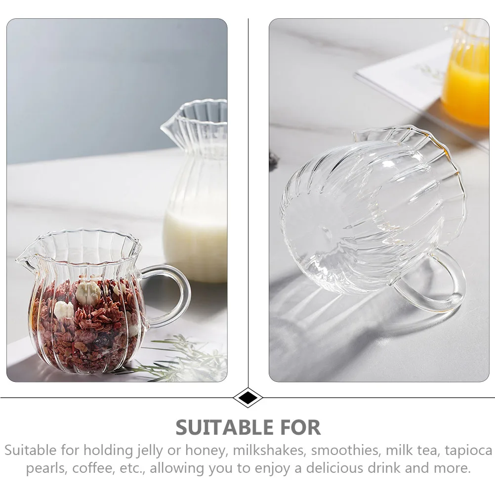 

2Pcs Striped Milk Cup Clear Glass Transparent Design Easy to Clean Versatile for Milk Tea Coffee Juice Jelly Storage Delicate