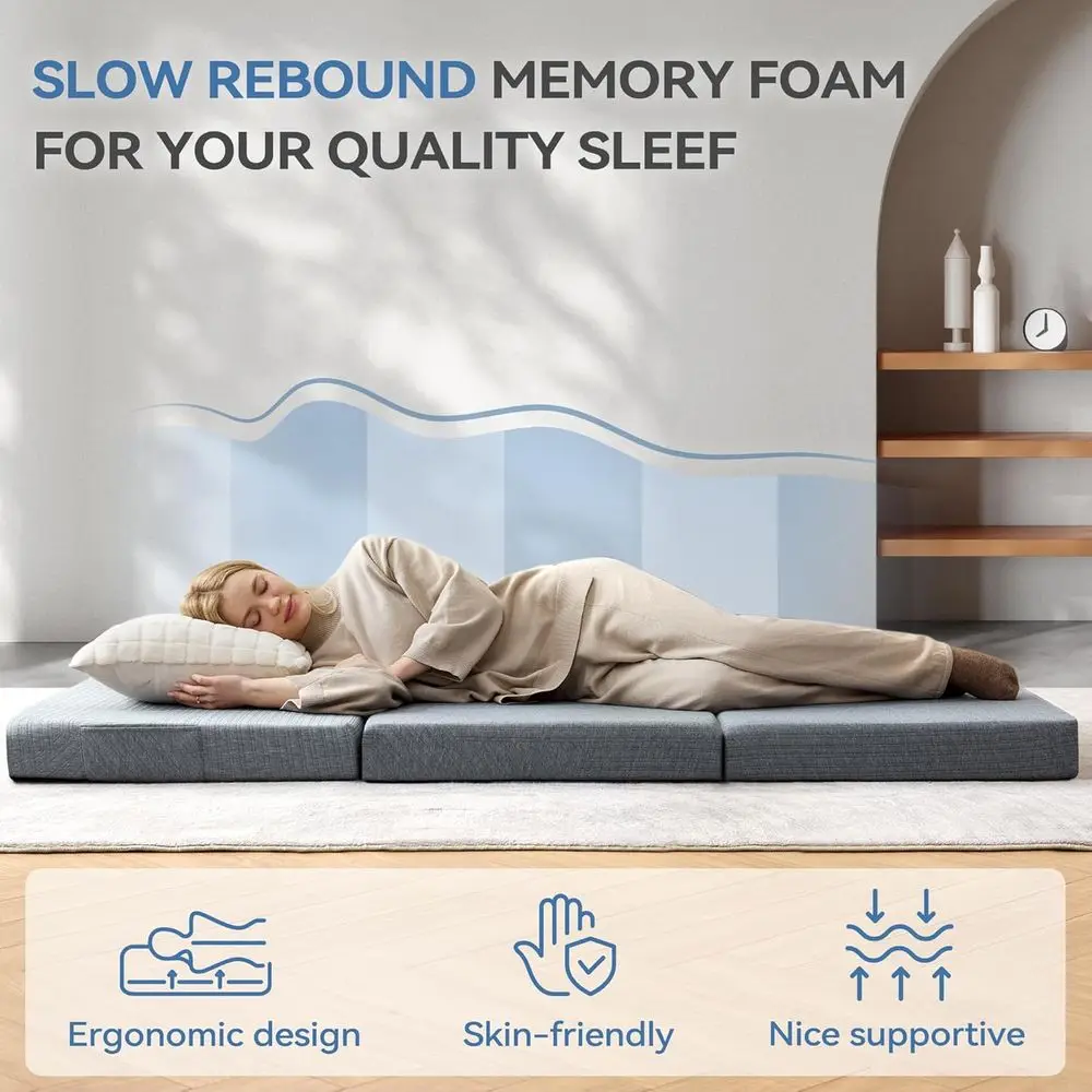 مرتبة محمولة كاملة الحجم من إسفنج الذاكرة للسفر والتخييم واليوجا - قابلة للغسل، معتمدة من CertiPUR-US، مناسبة للبالغين #5