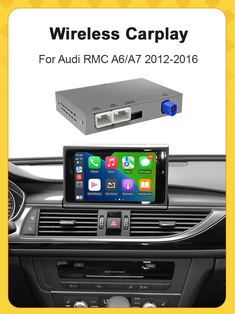 Draadloze CarPlay Android Auto voor Audi A6 A7 RMC HNR-systeem 2012-2018 Ondersteunt camera Interface Adapter Box Mirror Link Bluetooth GPS-navigatie - afbeelding 2