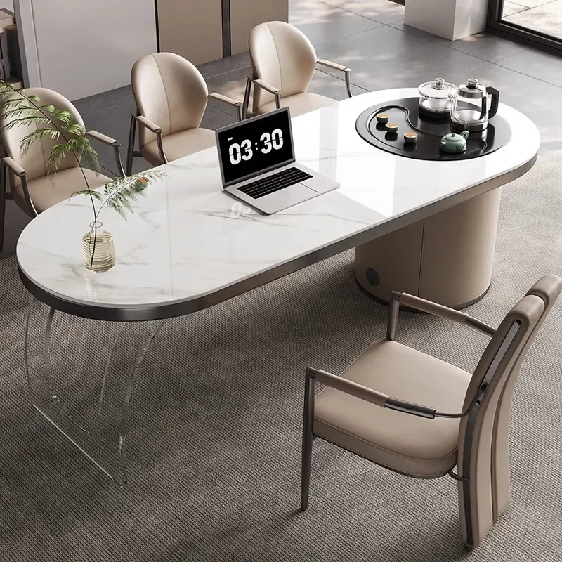

Rock Plate Tea Table Light Luxury Modern Simple Tea Drinking Table Integrated Tea Table and Chair Combination