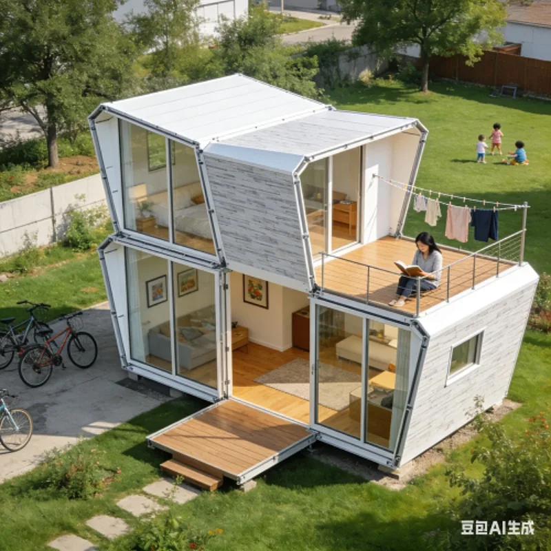 Easy-to-fold 40ft 30ft 20ft Expandable Steel Container House, 3-room Cabin with Kitchen, Made of Sandwich Panel Material