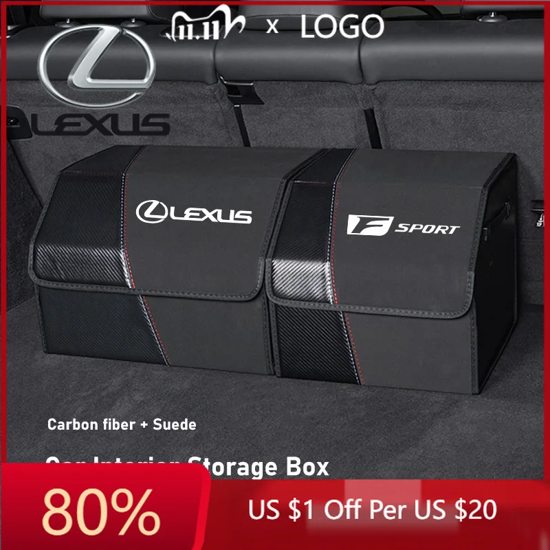 

2026 Hot Interior Stickers Car Trunk Suede Storage Box Toolbox Interior Accessories For Lexus F-SPORT ES RX NX LS UX LM LX GX LC