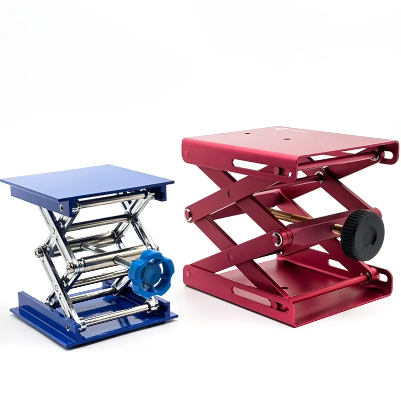 

HKAA Custom Lab Lifting Platform Stand Adjustable Resistance Blue Electroplated Aluminum Rack Scissor Jack Lifter