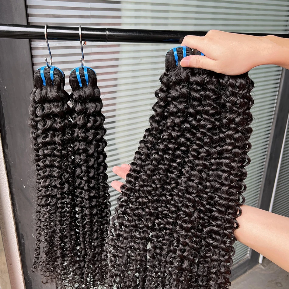 Extensiones de cabello humano 100% rizado profundo para mujer, cabello Virgen sin procesar, Color Natural, rizado de 30 pulgadas, 12A, n. ° 1B