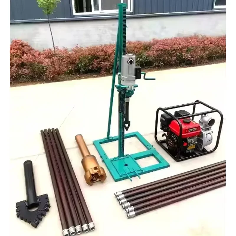 Factory portable electric drilling rig for shallow wells, 40 meters deep, for domestic water and garden irrigation
