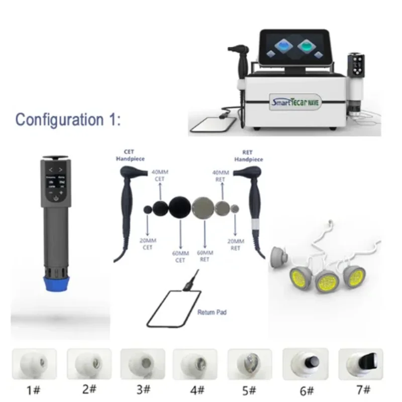 2025 Smart Physiotherapy Equipment Tecar Wave 3 in 1 Tens Ems Shock Wave Therapy 448k RF Tecar Therapy Device