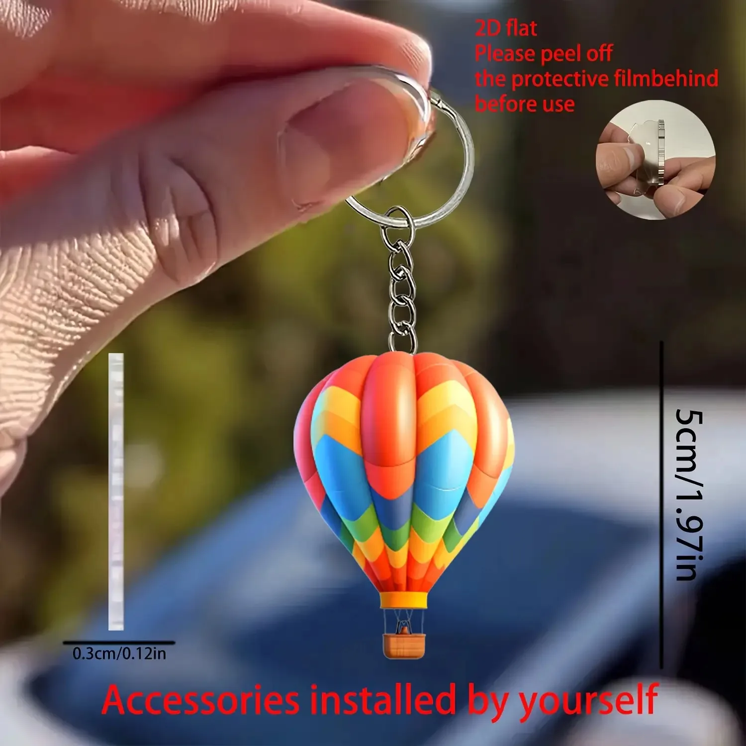 5 Sets Hot Air Balloon Keychain Includes 5pcs 2D Acrylic Keychains 5pcs Thank You Cards 5 Gift Bags Party Souvenir Decoration