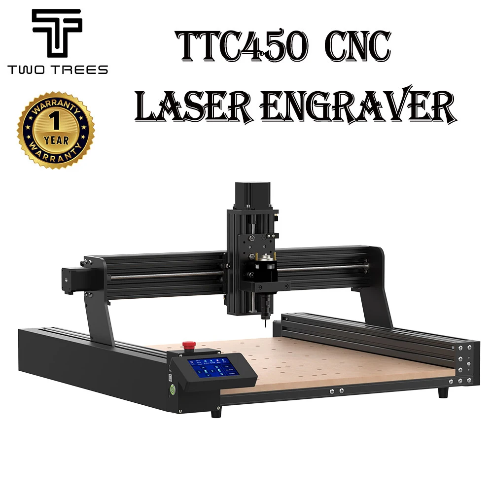 TwoTrees-Fresadora CNC, Todo O Quadro De Alumínio, Gravador A Laser, CNC Router para MDF, PVC, Epóxi, Madeira, Metal, Escultura, Corte, TTC450