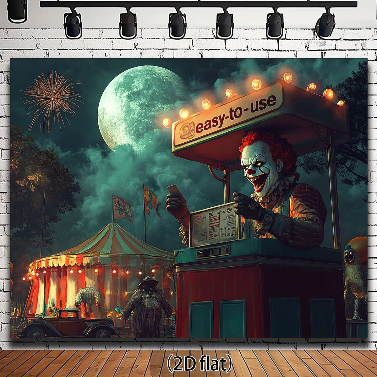 1-teiliges Retro-Zirkus-Karnevals-Hintergrundtuch – Halloween-Party-Dekoration für Horror