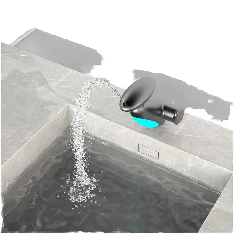 

Modern Luxury Single-Hole Bathroom Faucet Gun Gray LED Tap with Brass Mixers Ceramic Valve Core WC & Toilet Water Taps Made Zinc