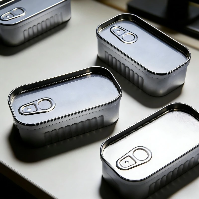 1/2PCS Sardine Can Shaped Storage Tin Box Portable Metal Material Sealed Jar with Lid for Storing Small Items Household Goods