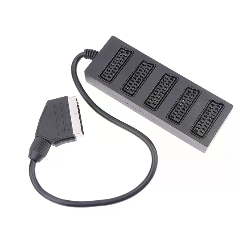 Scart 5 Way Splitter 21p Scart Male To 5 Female Adapter Connector 5 Road Scart One Divide Into Five Cable Line 21Pin