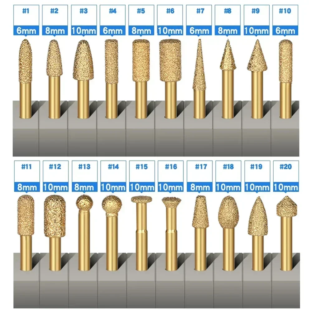 1PC สูญญากาศ Brazed Diamond Burr หัวบดแฟ้มโรตารี่ 6 มม.รอบ Shank สําหรับสแตนเลสเซรามิคแก้วหยกหินอ่อน