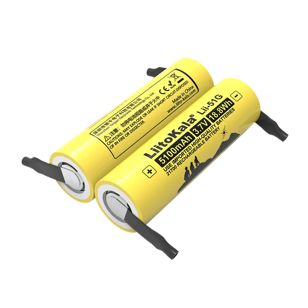 2024 LiitoKala Lii-51G 21700 3.7V 5100mAh akumulator o dużej pojemności litowo-jonowy 24v 36v akumulatory DIY nikiel arkusz