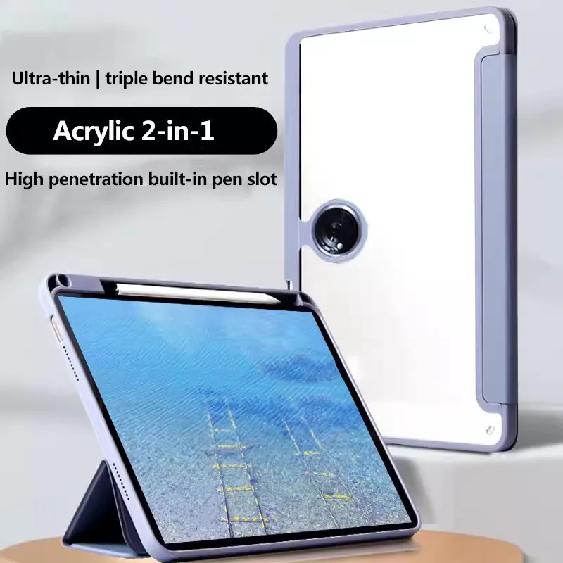 

Shockproof Acrylic Transparent Hard Case for OnePlus Pad 2 12.1 2024 12.1 inch with Pencil Holder