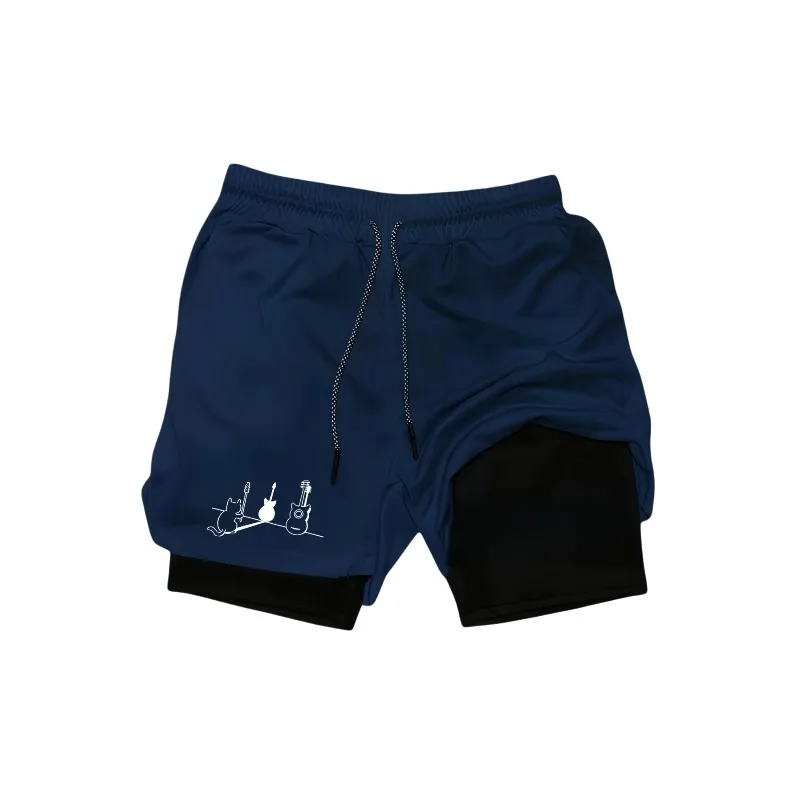 Athletic Activewear Men's Gym Quick-drying Jogging Shorts Fitness Exercise Running Fashion Moisture Absorbing 2-in-1 Double Deck