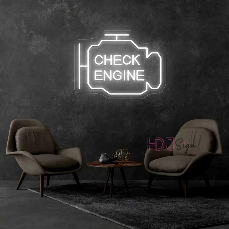 Led Neon Light Sign Car Check Engine Neon Light Repair Shop Home USB Dimmable Bar Atmosphere Art Wall Decor Gift