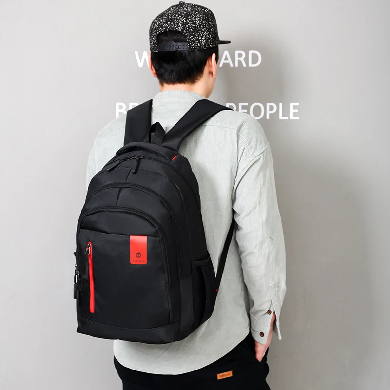 Mochila masculina de tecido oxford, resistente ao desgaste, à prova de respingos, respirável, alça de ombro, bolsa para laptop, escola, esportes, viagem, lazer ﻿