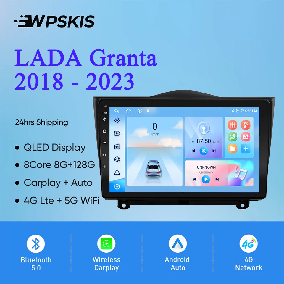

Android 14.0 8G+128G Car Radio Stereo Audio Multimedia HU For Lada Granta 2018 - 2023 Auto GPS Navigation Head Unit DVD Cassette