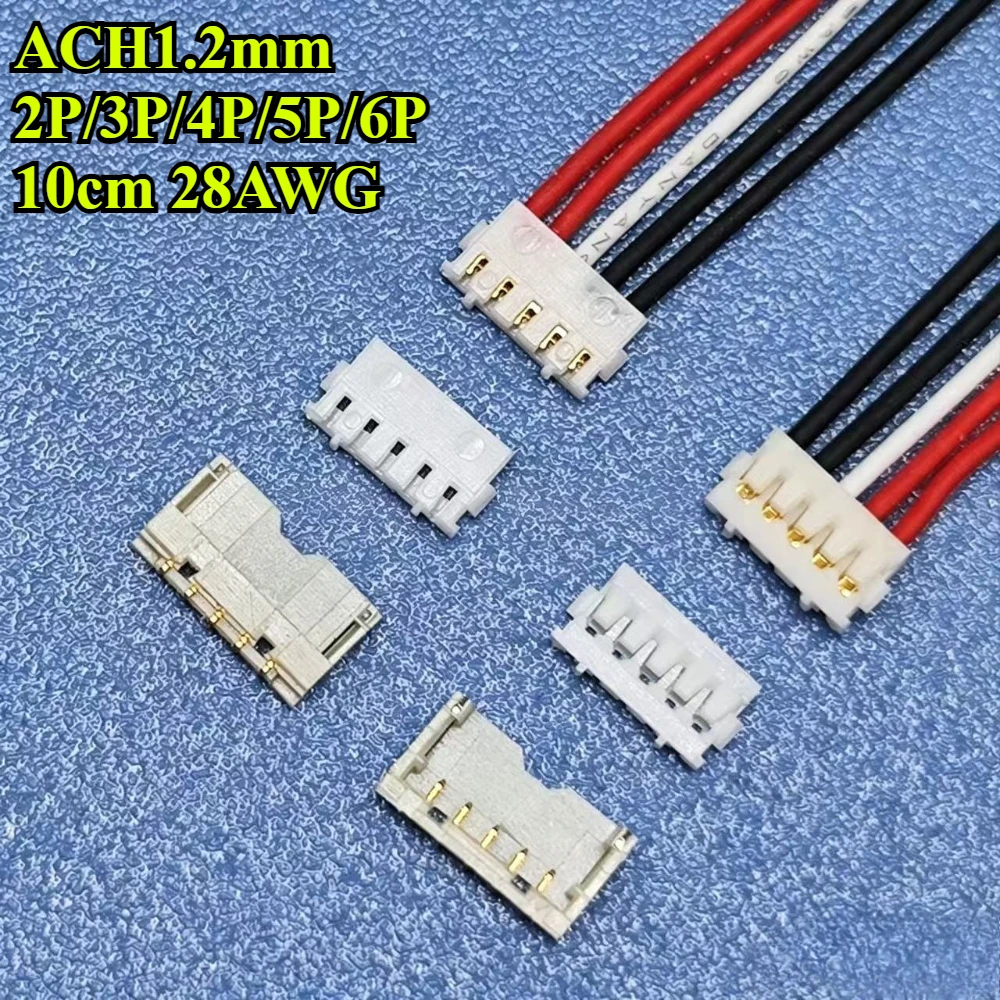 10/30/50Pcs JST ACH1.2mm Single Head 2P/3P/4P/5P/6P ACHR-03V-S Pitch 1.2MM Terminal Wire 10CM 28AWG Electronic Wire Connector
