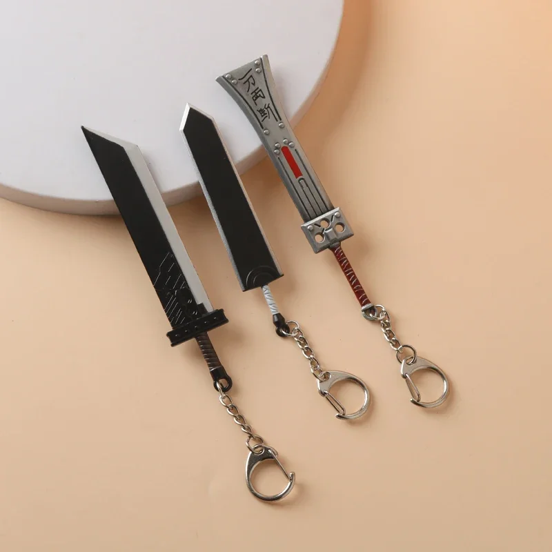 Final Fantasy 7 Jogo Keychain para Fãs, Cloud Blaster Espada, Remake Espada, Sem Arma, Metal Pingente Chaveiro, Cosplay Jóias