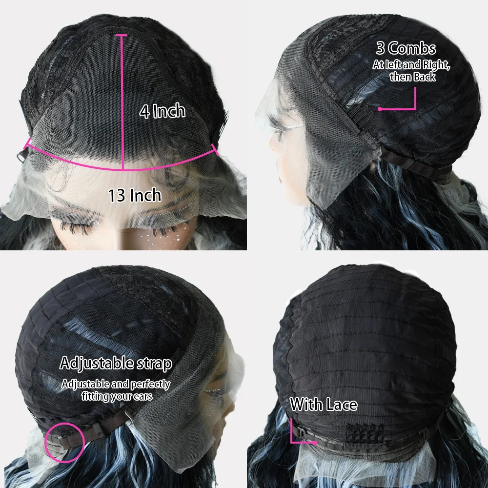 Black Long Curly Lace Front Wigs for Black Women Loose Deep Wave Synthetic Wig with Baby Hair Heat Resistant Fiber Glueless