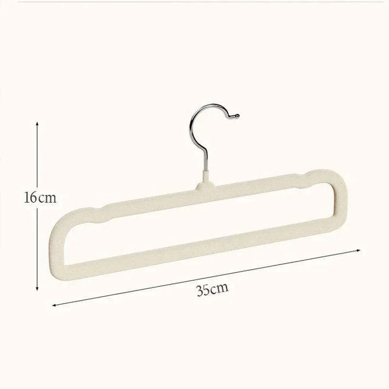 10pcs Pack Pants Hanger Flocking Plastic Space Saving Anti Slip Short Neck Beige Cloth Drying Clothes Pants Hanger Organizer